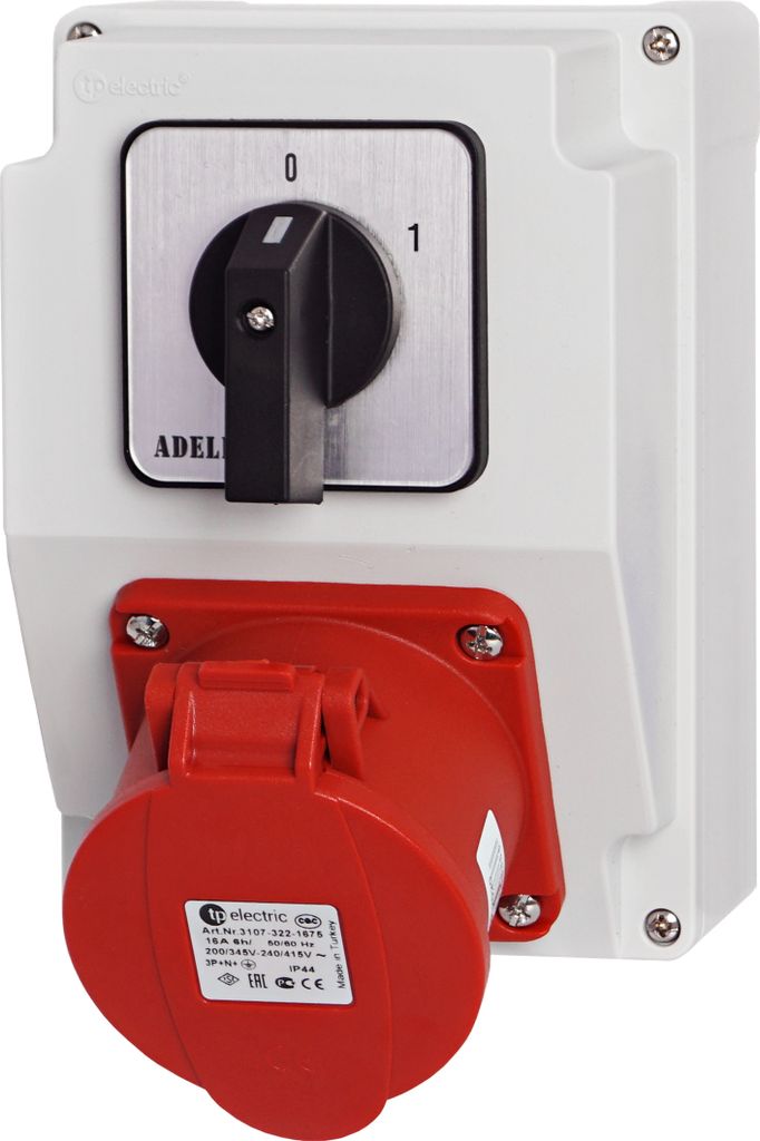 Baustromverteiler Wandverteiler Kombi Wandsteckdose CEE 32A 400V 5P BALS Dose Komplett mit On-Off Nockenschalter