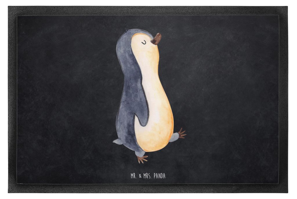 Mr. & Mrs. Panda Schmutzmatte Pinguin marschieren 60 x 90 cm - Kreidetafel - Geschenk, Bodenvorleger, Schwester, Fussmatte, Schmutzfangteppich, Sch...