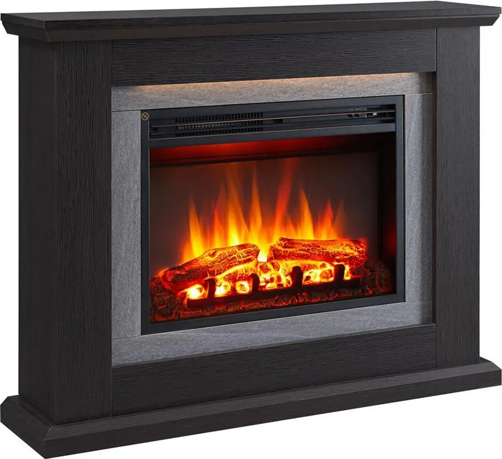 Cheminée électrique pour salon - Chauffage d'ambiance design bois foncé