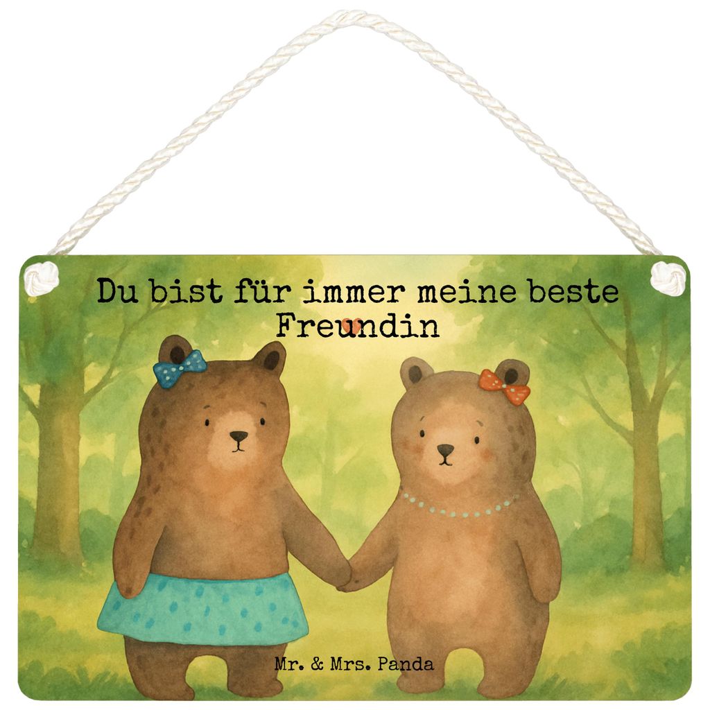 Mr. & Mrs. Panda Holzschild Bär Freundin Design DIN A6 - Weiß - Geschenk, wandtafel, holzbild, Schild, Wandbild Holz, Teddy, Türschild
