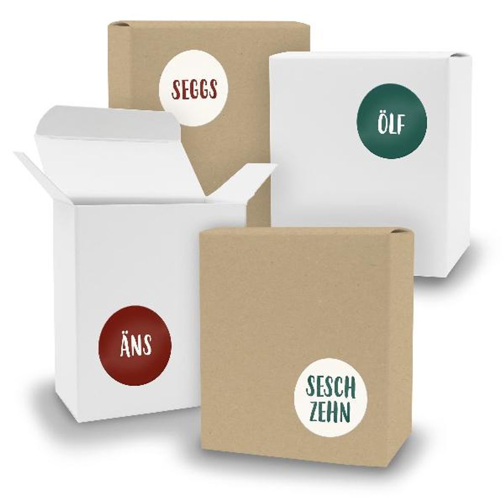 Adventskalender zum Füllen 24x Quader gemischt WEISS BRAUN + Sticker V09 Z27