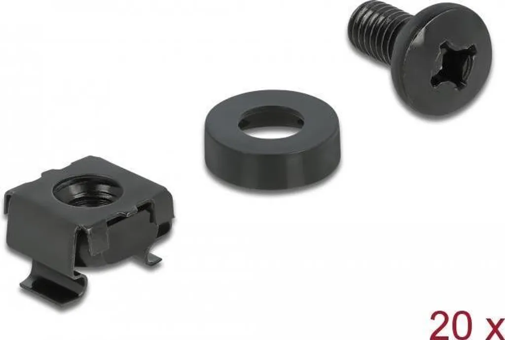 Set Montaggio DELOCK 20 Pezzi Nero per Armadio Rack 19'' e 10'' M6 - 2