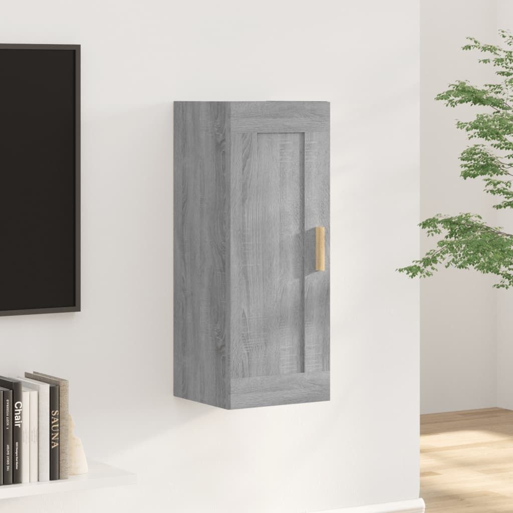 The Living Store Wandschrank Grau Sonoma 35x34x90 cm Holzwerkstoff