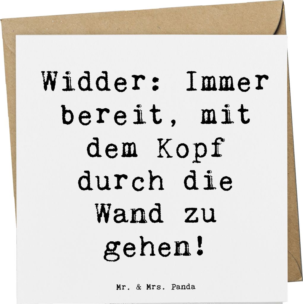 Mr. & Mrs. Panda Grußkarte Spruch Widder Power - Weiß - Geschenk, Tatendrang, Geschenke Sternzeichen, Entschlossenheit, doppelkarte, spontan, Gl...