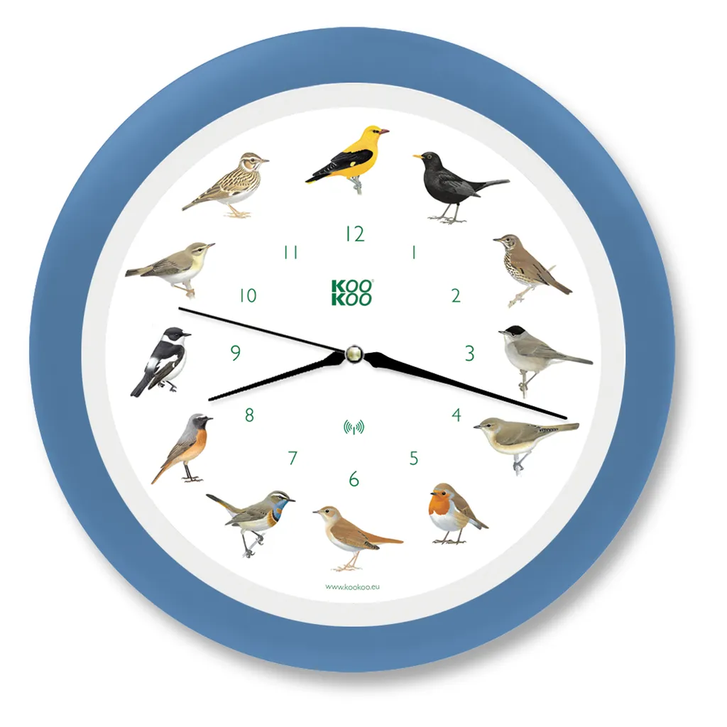 Montre à quartz Oiseau bleu avec sons de la nature et chants d'oiseaux