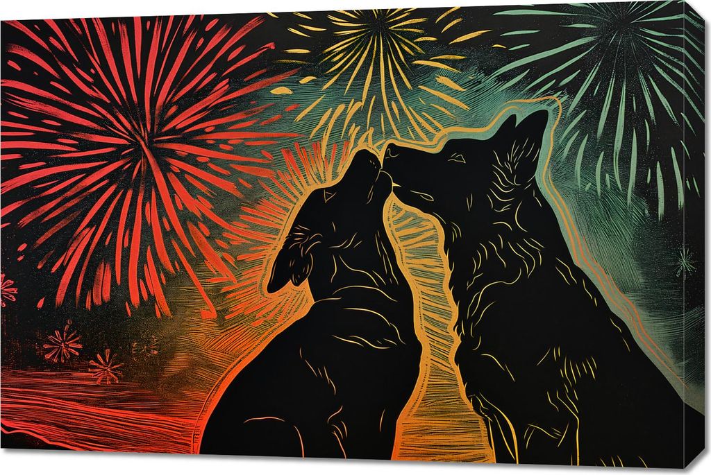 Bild 90x60cm Hund Umarmung