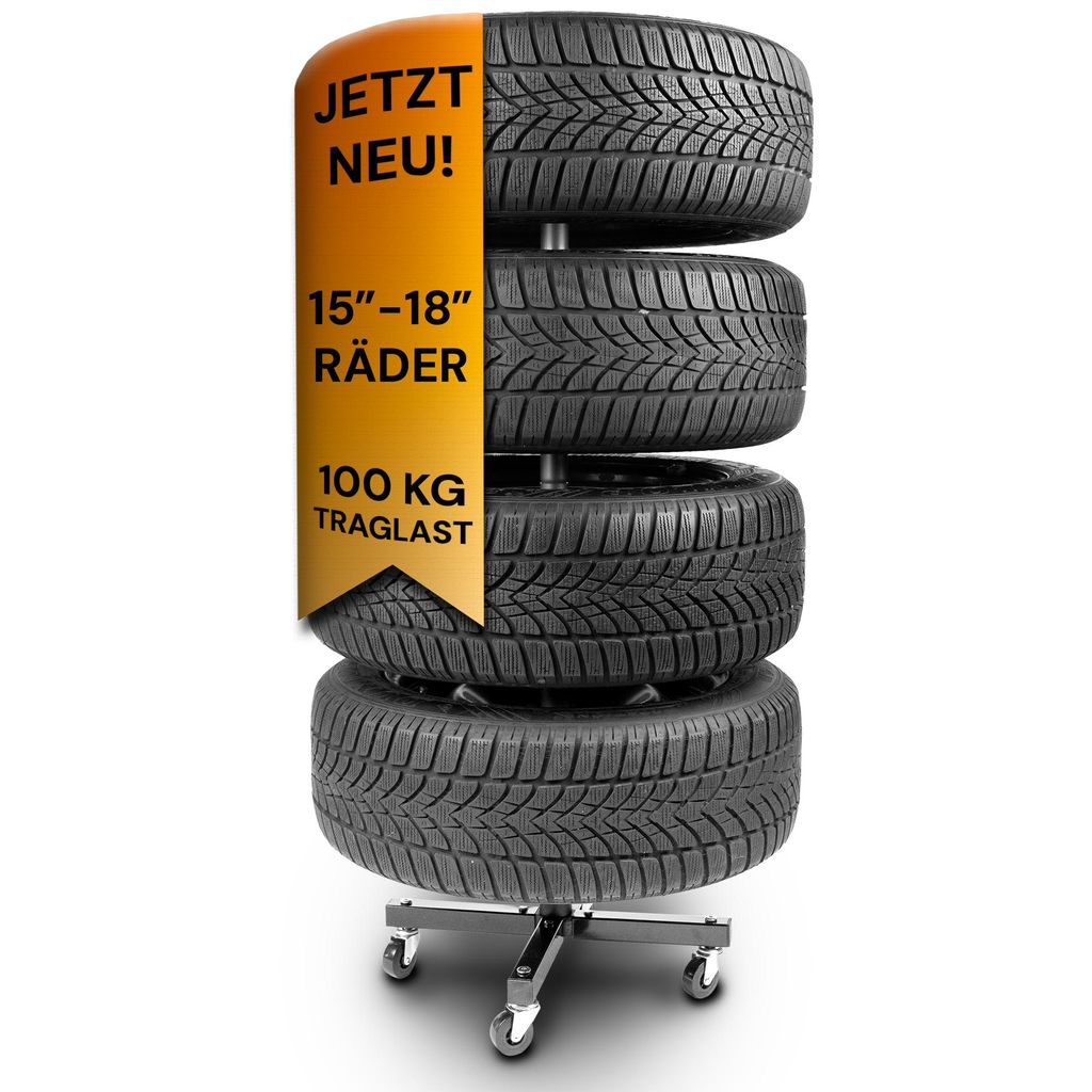 ALL Premium Felgenbaum für Autoreifen bis 225mm mit 100kg Traglast – Reifenständer 4 Reifen oder Reifenbaum 4 Reifen, Felgenbaum Fahrbar