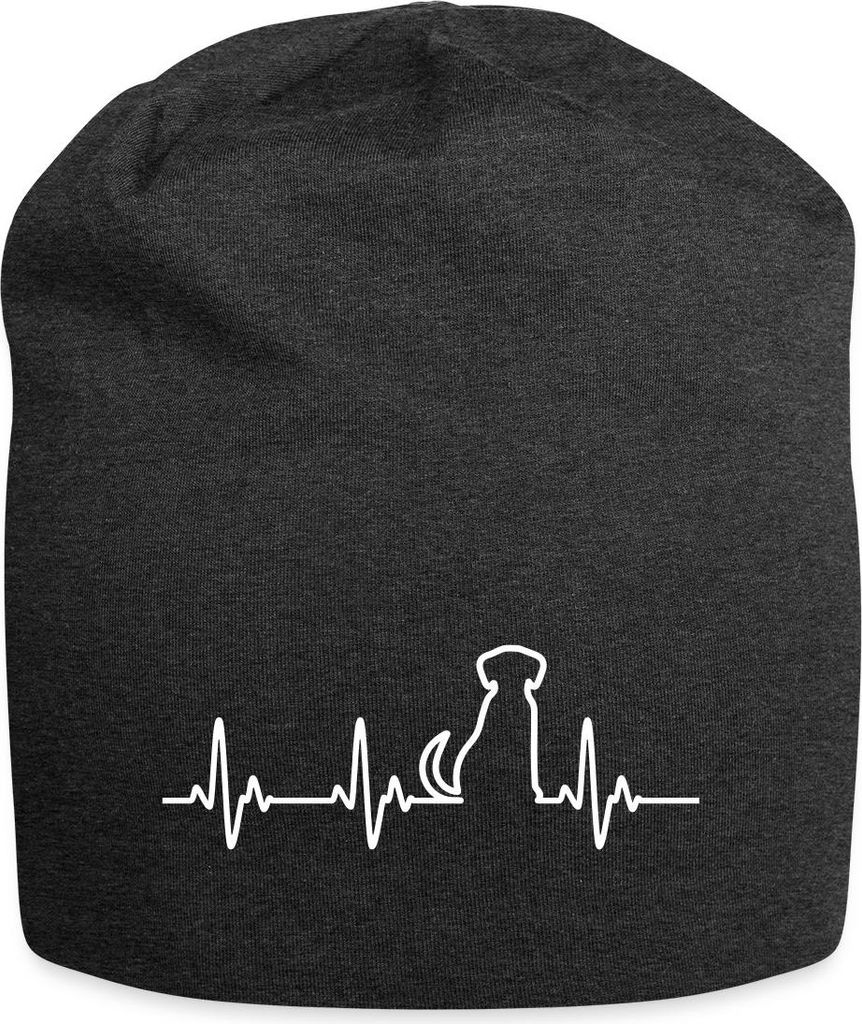 Spreadshirt Herzschlag Hund Jersey-Beanie, One size, Anthrazit