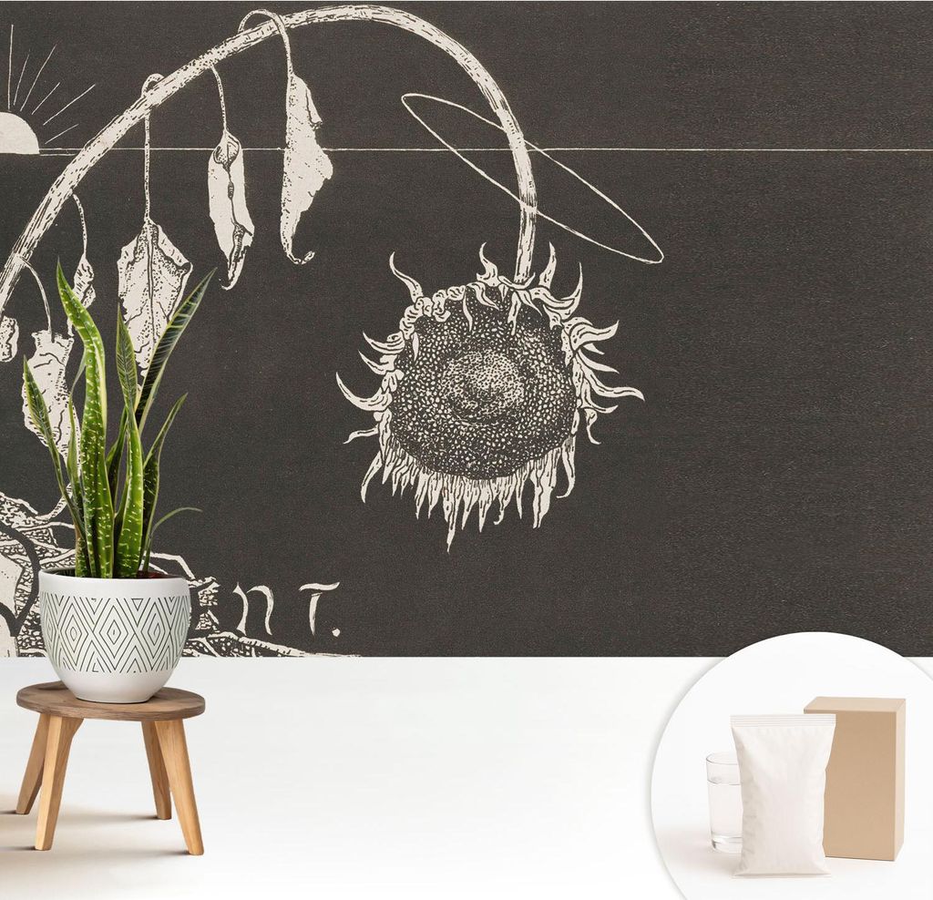 Fototapete - 208x146 cm - Tapete - Wandtapete - Wandbilder - Dekofolie - Tapete Folie - Wand - Dekoration - Wohnzimmer - Nostalgische Sonnenblume