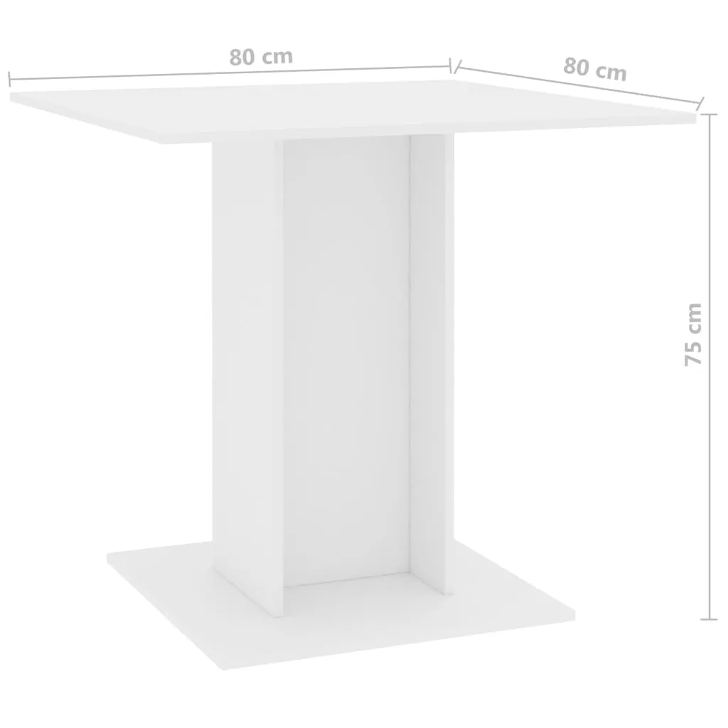 Table à manger bois composite blanc 80x80x75 cm design minimaliste chic - 7