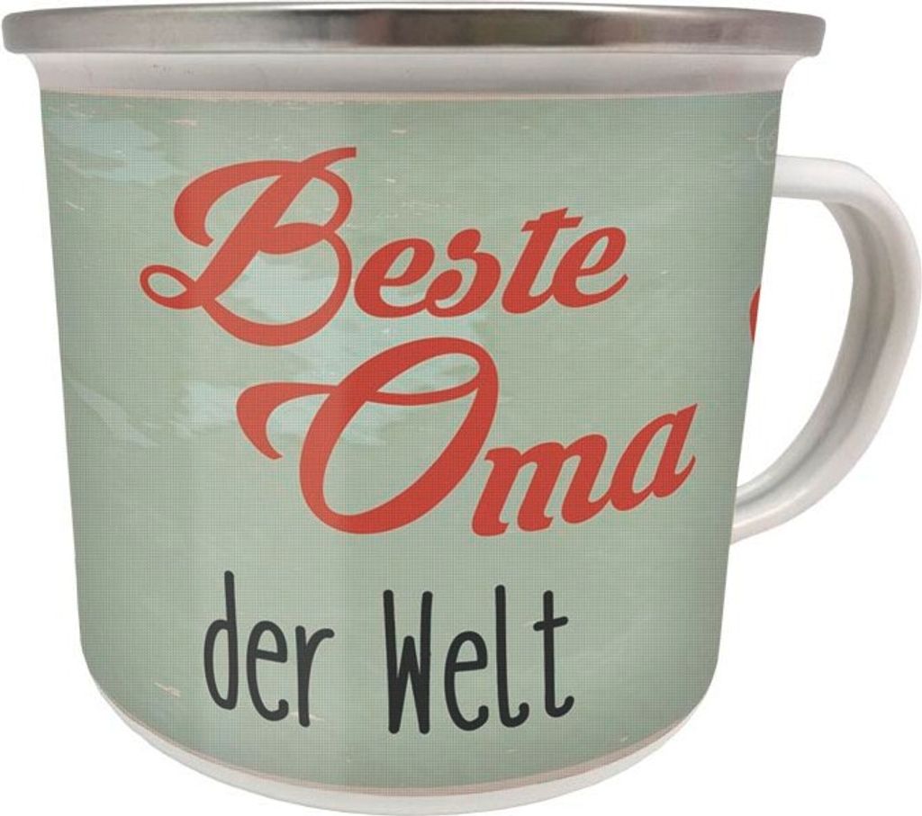 Kaffeebecher Emaille Becher, Beste Oma, Blechbecher, Blechtasse Tasse, Großmutter