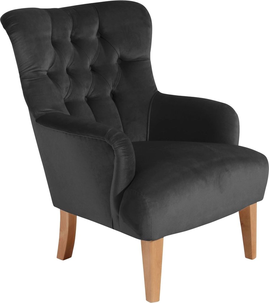 Sessel Kaiya Bezug Samtvelours Buche natur / anthrazit 21224