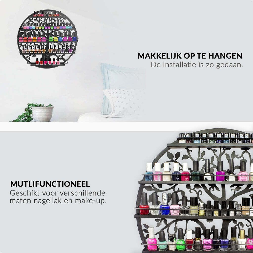 Partreko Nagellack-Organizer Mit Gebogenem Design – Platz Für Bis Zu 50 Flaschen, Wasserabweisend, Mit Tragegriff