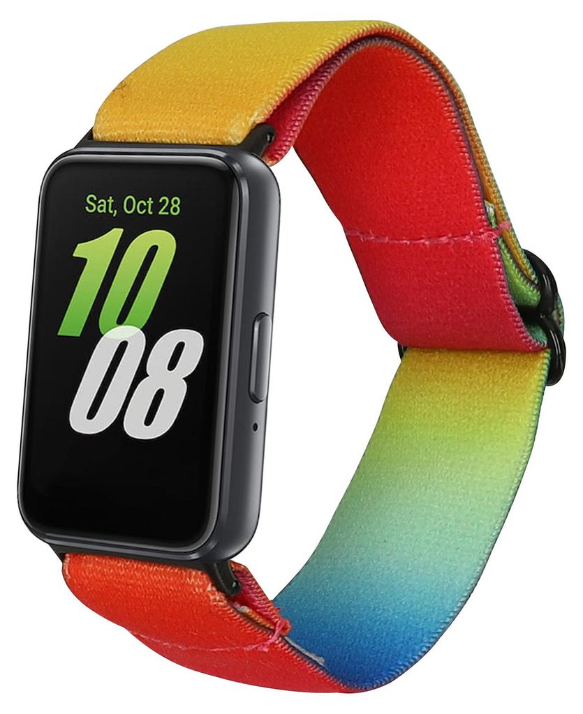 kwmobile Armband kompatibel mit Samsung Galaxy Fit 3 - Nylon Fitnesstracker Sportarmband Band in Blau Orange Gelb - Innenmaße von 14 - 22 cm