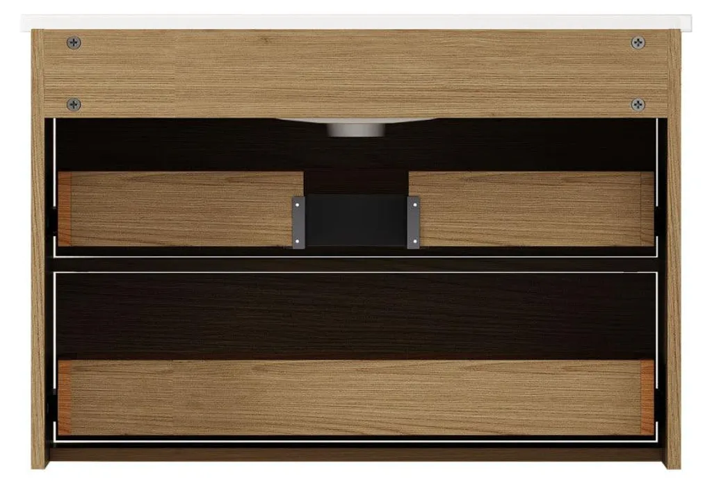 Meuble sous-vasque 75 cm chêne clair, solution de rangement à 2 tiroirs - 14