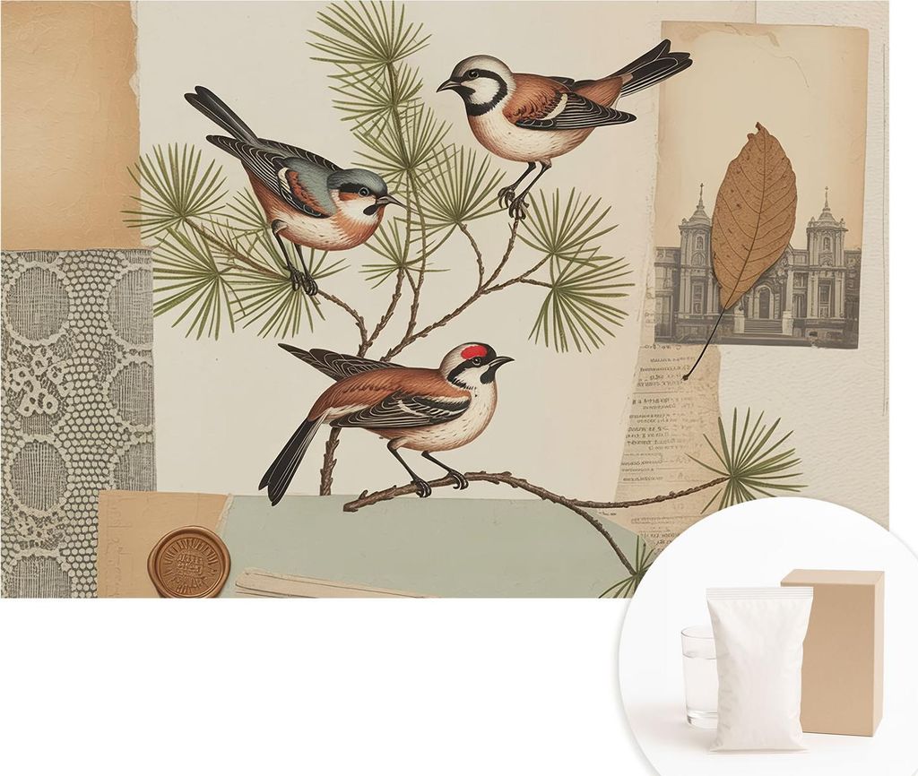 Fototapete - Wandbilder für Wohnzimmer - 104x70 cm - Dekorative Wandfolie - Modernes Design für Wanddekoration - Tapeten für Innenräume - Vogel...