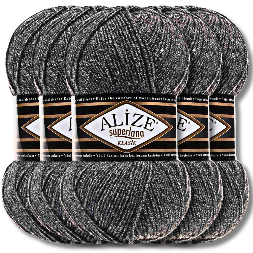 Alize 5x 100g Superlana Klasik Wolle, Uni, Häkeln, Stricken Produktbild 