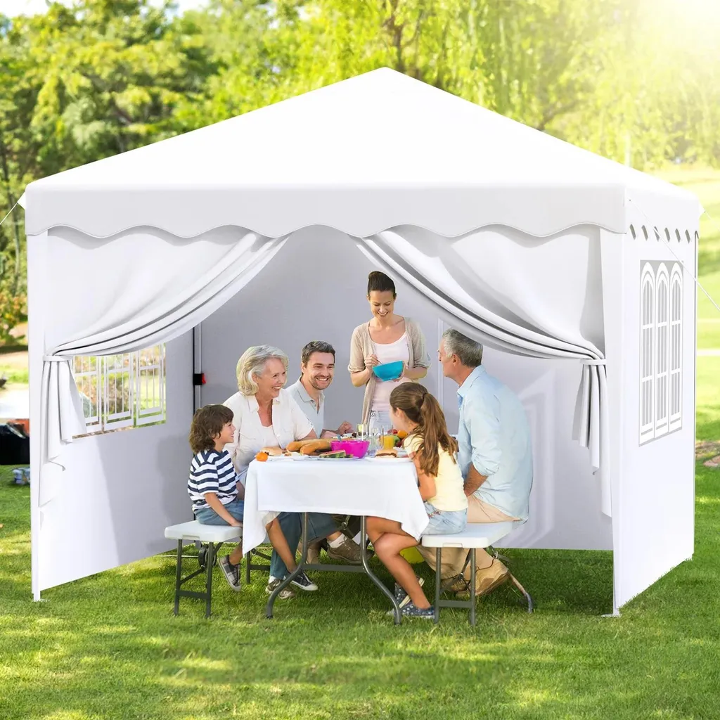 Pavillon Pop-up Imperméable 3x3m - Hauteur Réglable et Structure Acier - 2