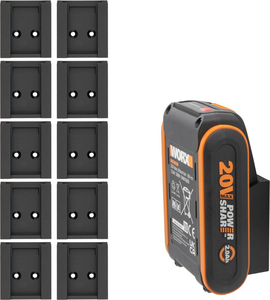 10x Akkuhalter für Worx Akku Wandhalter 20V Akkuwandhalter Produktbild 