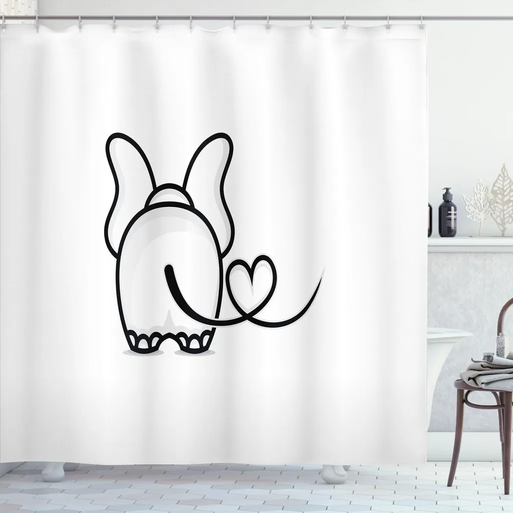 Rideau de douche pour baignoire haute motif éléphants 175 x 240 cm