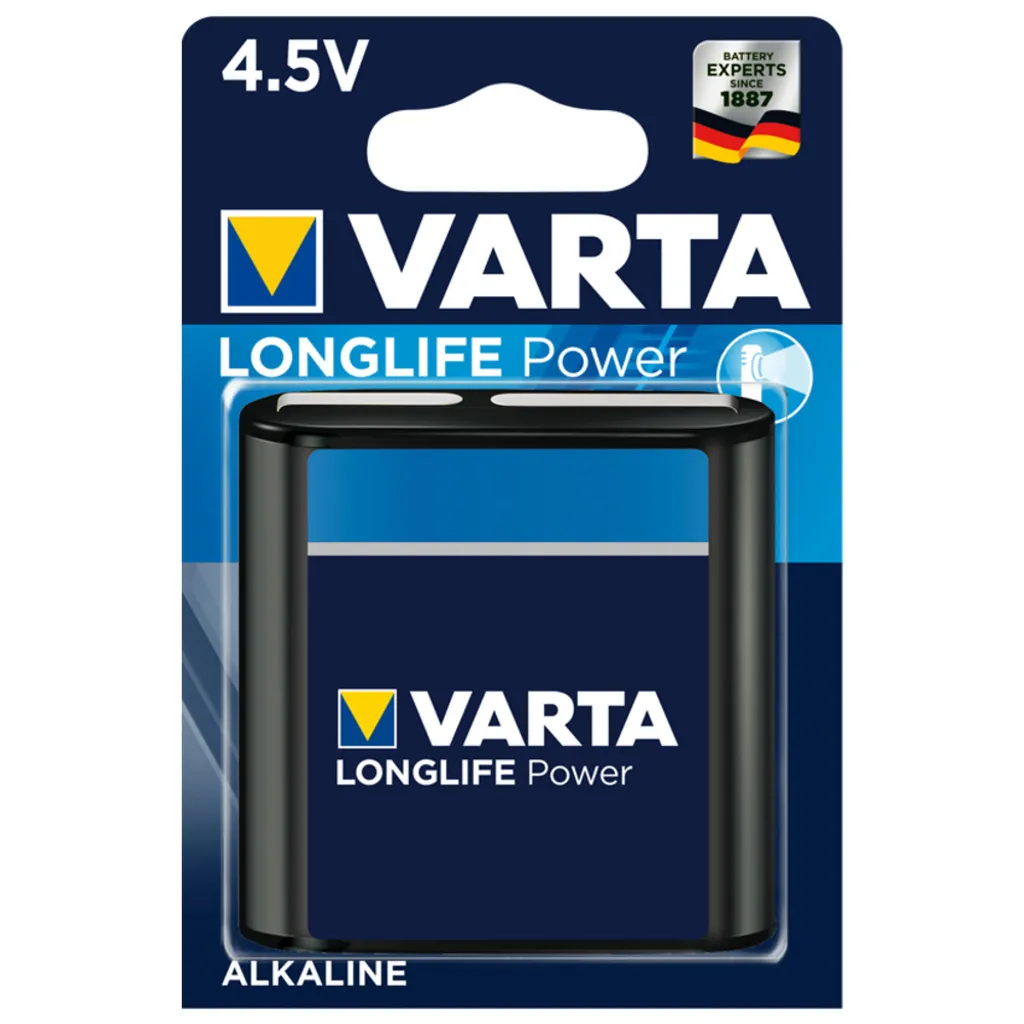 Pile 4.5V Varta Power3 LR12 Longlife pour Éclairage de Chantier et Camping