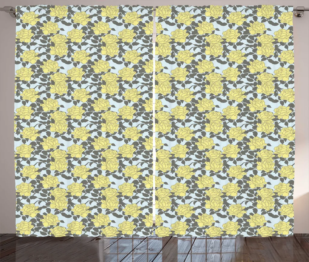 Rideau pour chambre à coucher style rustique fleurs 280x225 cm bleu