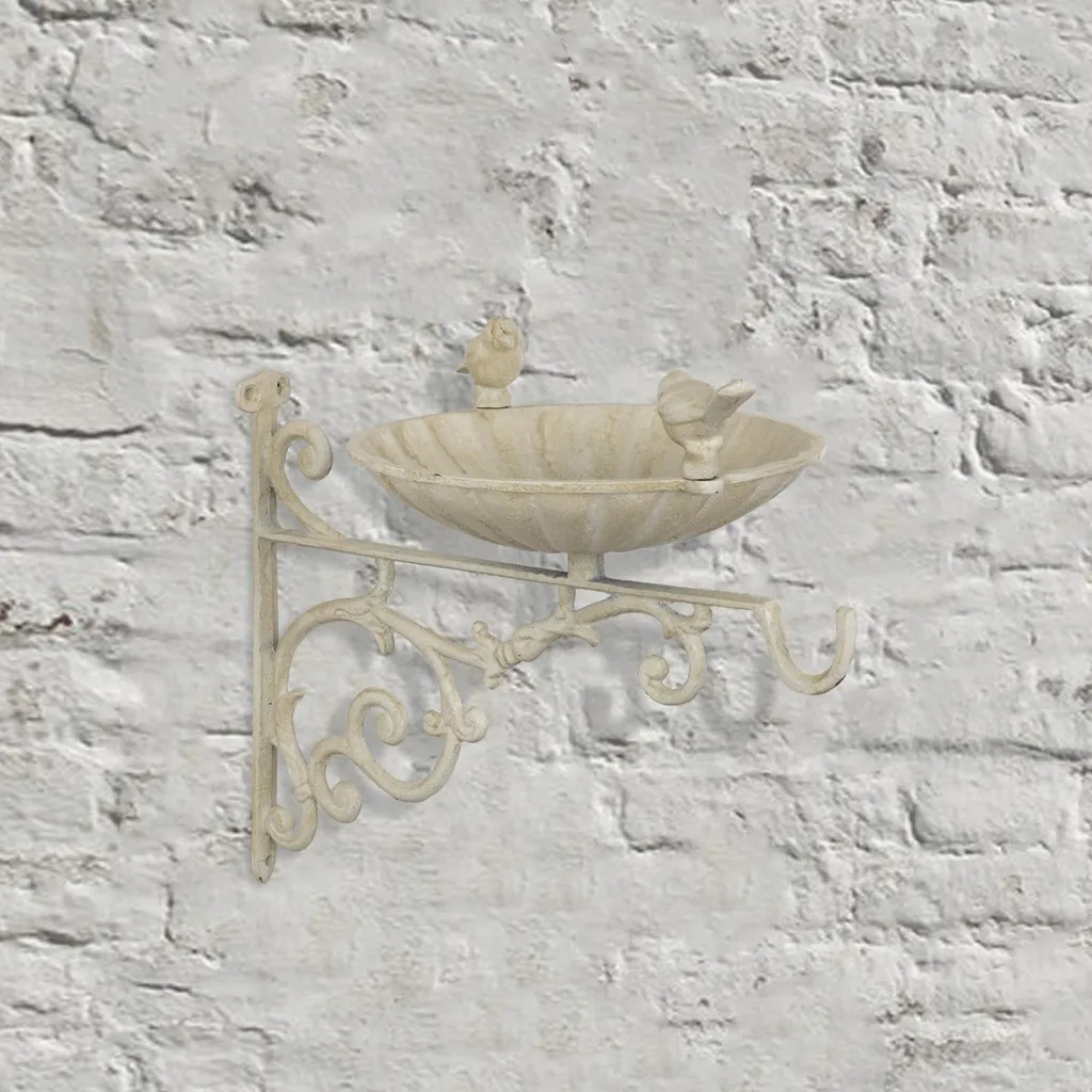 Moritz Bain d'oiseaux mural blanc 31cm avec deux oiseaux - Abreuvoir