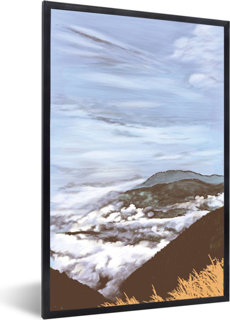 MuchoWow MuchoWow Gerahmtes Poster Wolken - Berg - Himmel 40x60 cm - Poster mit zchwarzem Bilderrahmen - Papierdruck - Wandbilder