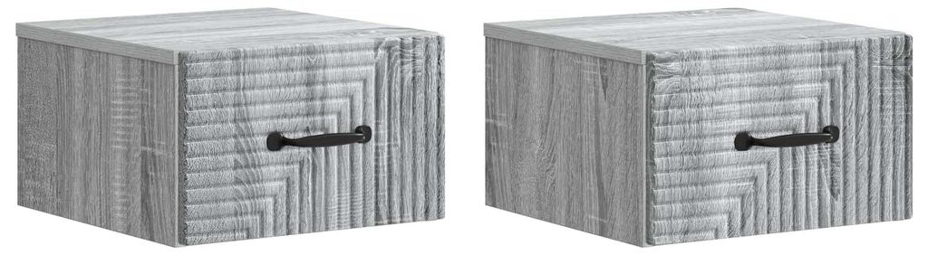 Wandmontierter Nachttisch 2 pcs Graues Sonoma 34,5 x 33 x 20 cm