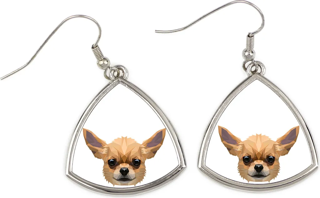 Chihuahua a pelo corto - Orecchini con un'immagine e la scritta "Cane geometrico" di Art-Dog
