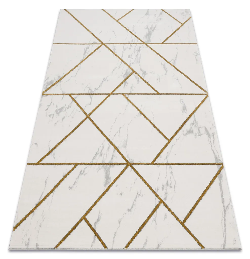 Tapis Géométrique Élégant Effet Marbre Doré EMERALD Haute Qualité