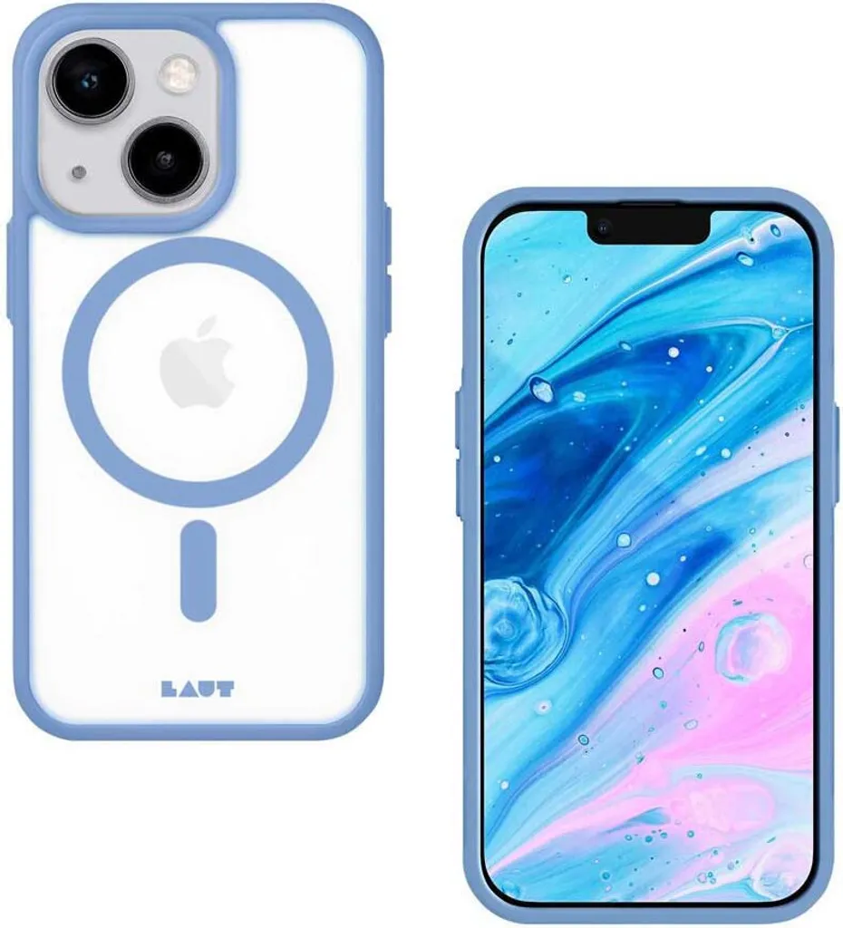 Coque iPhone 14 Plus antichoc LAUT HUEX Protect Bleue et Transparente