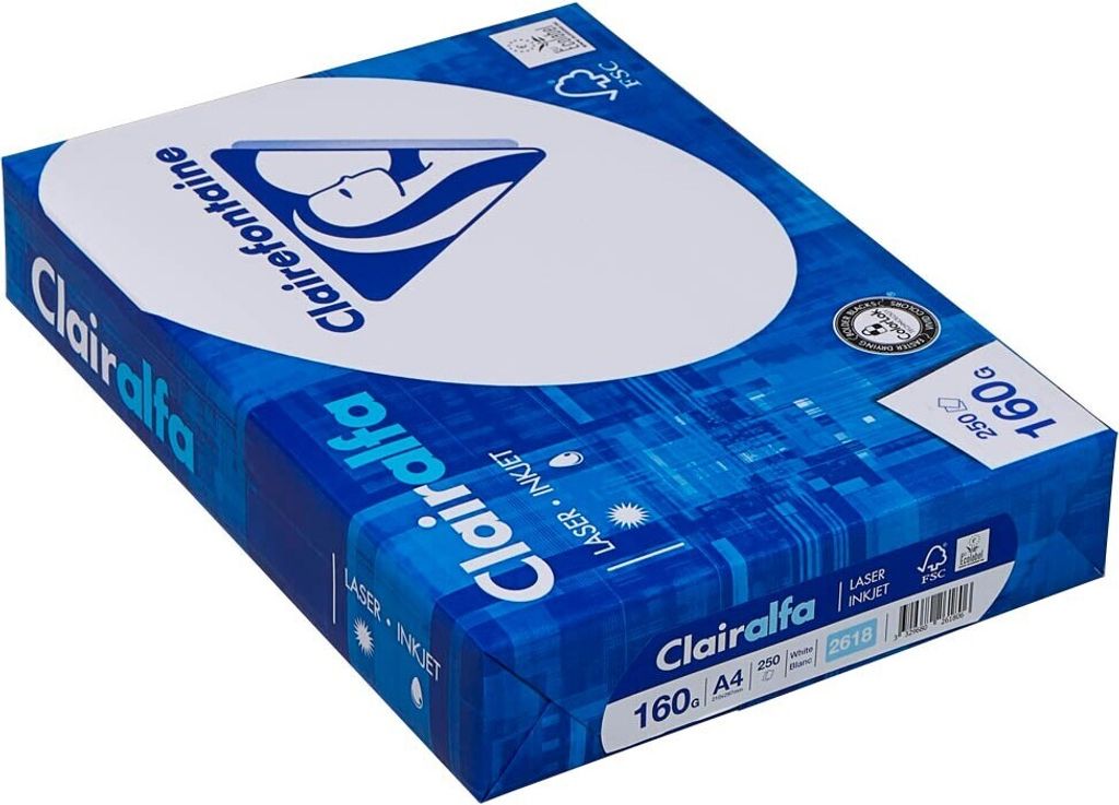 A box of Clairefontaine paper is shown from a slightly elevated angle.