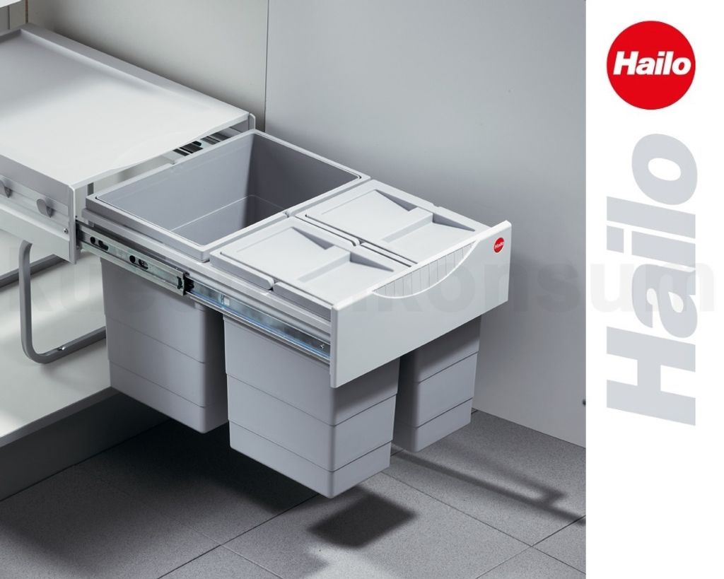 Hailo TR Swing 50.3/29 Collecteur Déchets 3 Compartiments - Pour Meuble 50cm Porte Pivotante
