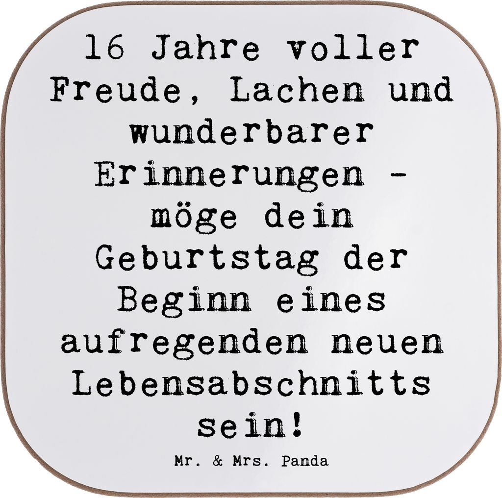 Mr. & Mrs. Panda Untersetzer für Gläser Spruch 16. Geburtstag Freude - Weiß - Geschenk, Happy Birthday, unterleger, Alter, Meilenstein, Coaster,...