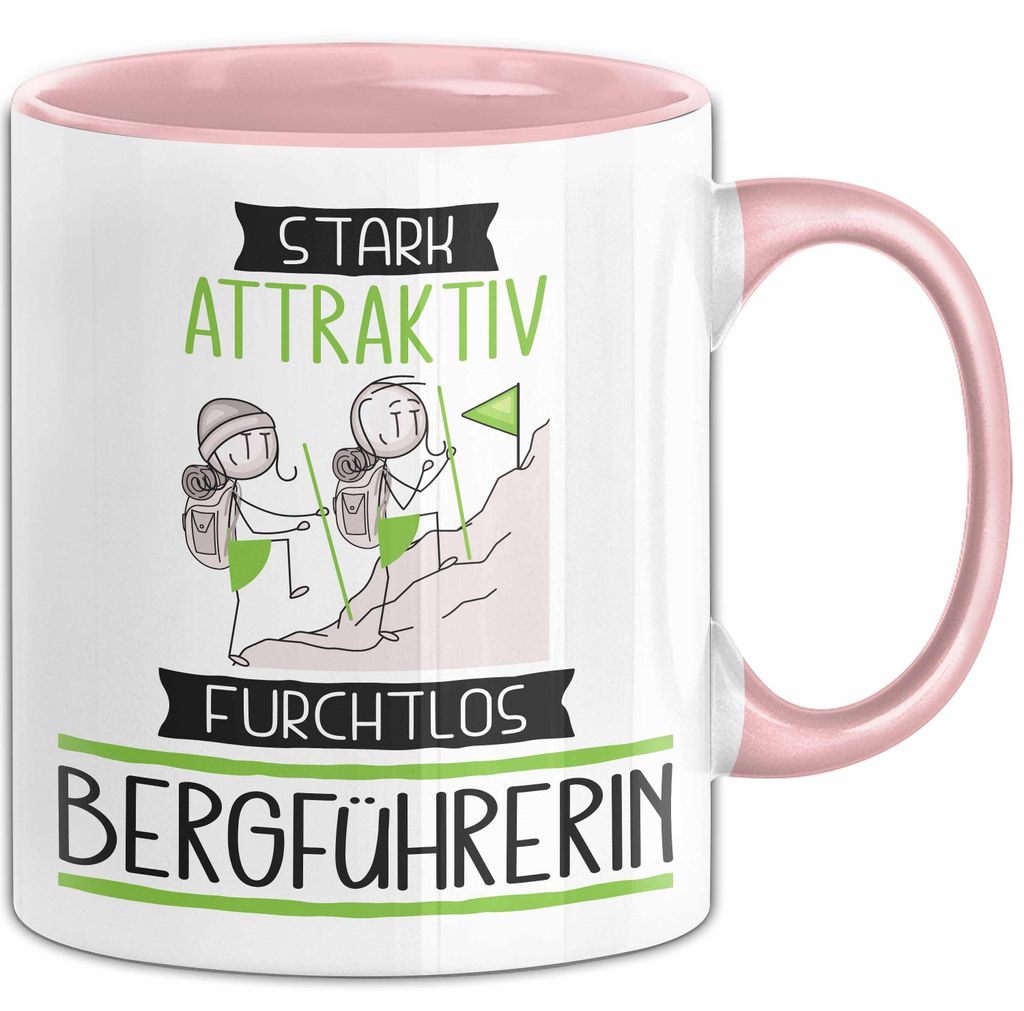 Bergführerin Tasse Geschenk Becher Stark Attraktiv Furchtlos Bergführerin Lustige Geschenkidee (Rosa)