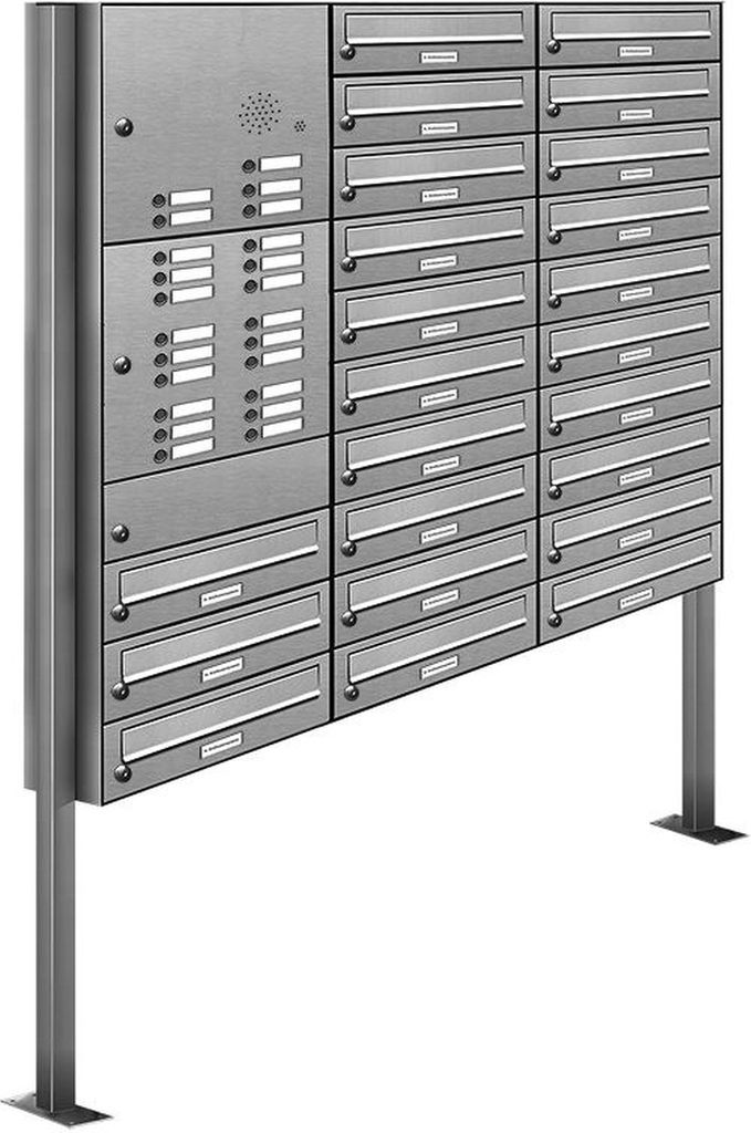 23er V2A Edelstahl Briefkasten Standanlage Freistehend mit Klingel
