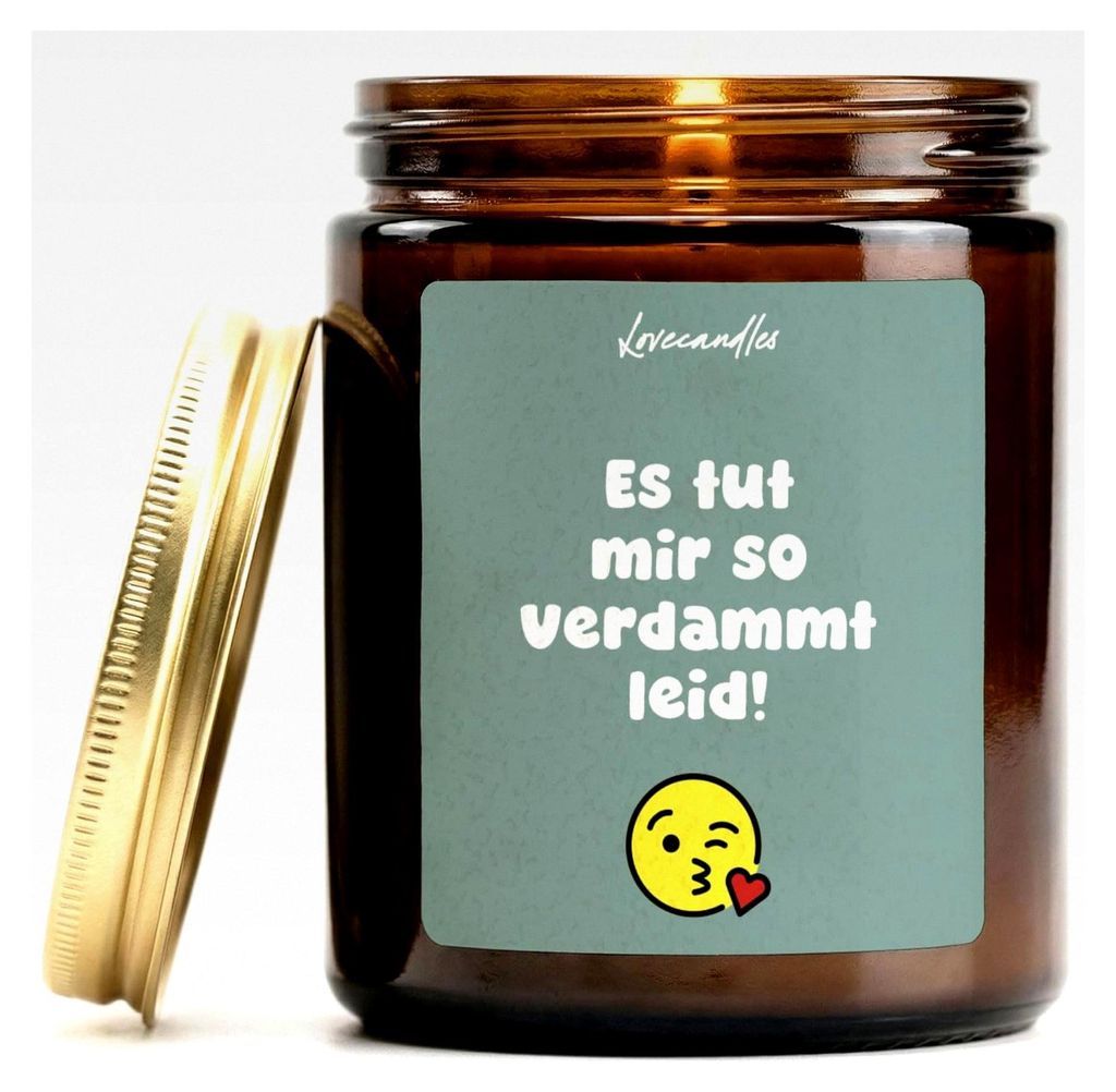 Entschuldigungskerze - Duftkerze mit Spruch als Geschenk für Freundschaft, Freundin & Freund, Vanille Duftkerzen im Glas