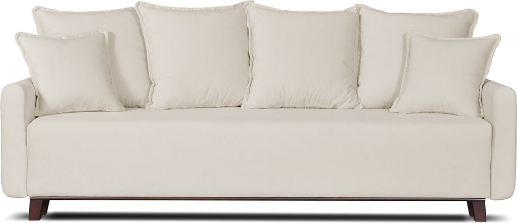 Lisa Design Apia - 3-Sitzer Sofa - Schlaffunktion und Bettkasten - aus Samt , Beige