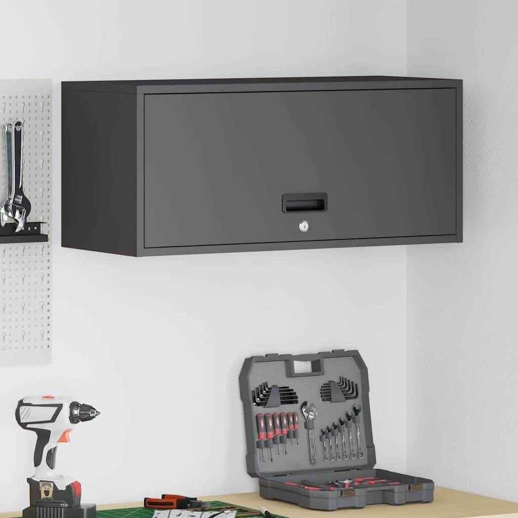 "Schlussverkauf" Wandschrank 1 PC - Mit Stauraum - für die Garage mit Gasdrucklift-Tür Schwarz C7158