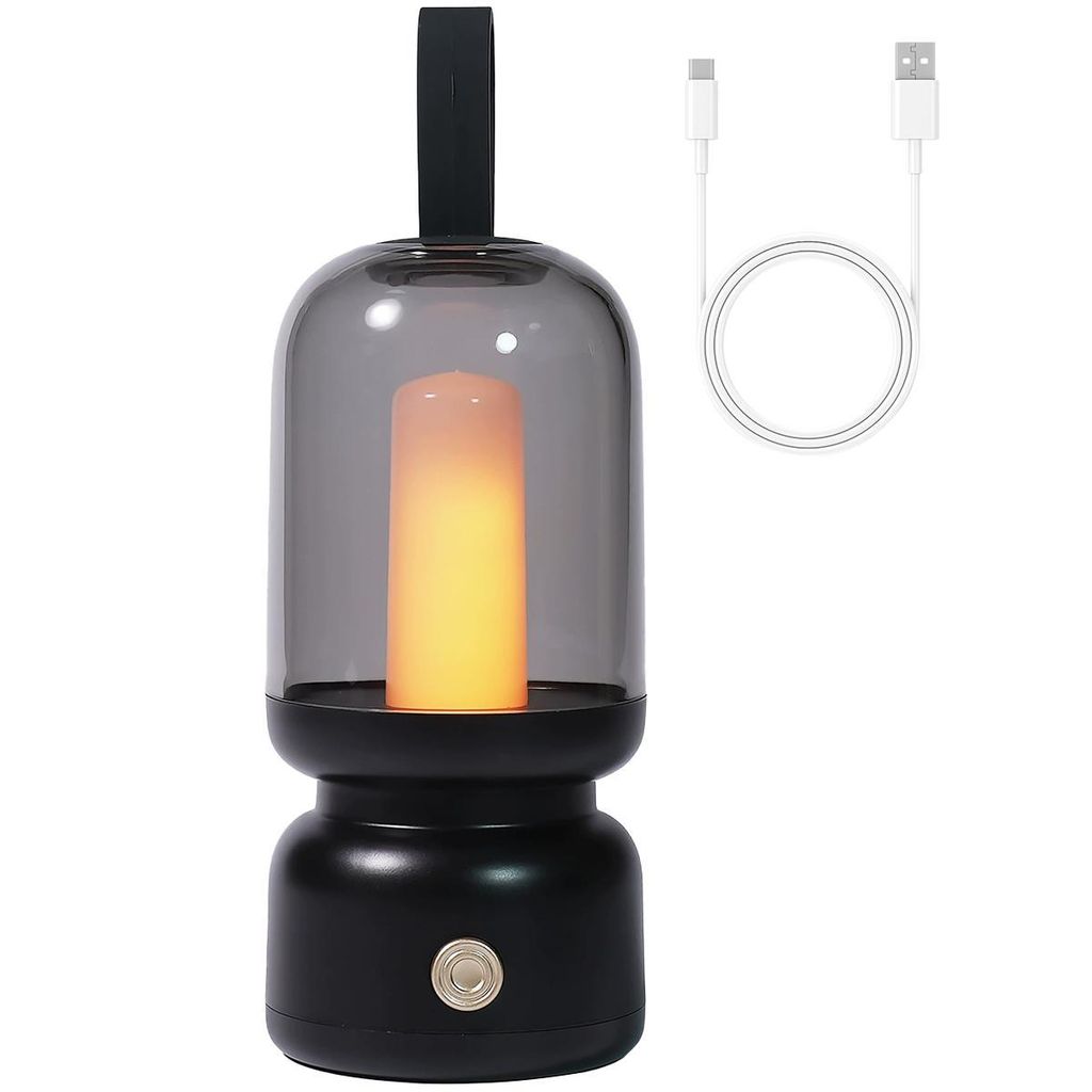 LED Tragbare kabellose Laterne Tischlampe, 1800K Kerzenflackern Modus,14 Stunden Akkulaufzeit, Tischlampe Kabellos Tragbar fš¹r Camping