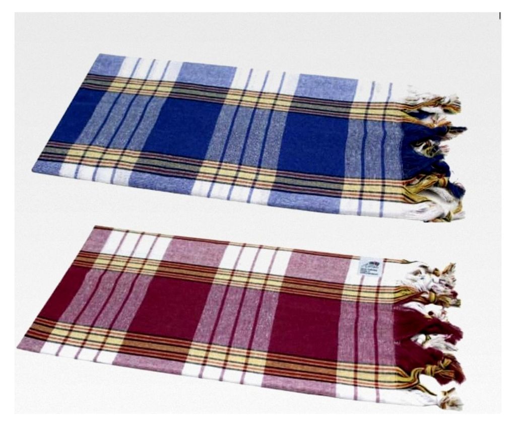 2 x Pestemal »Hamamtuch« Classic kariert blau und rot - ca. 80x180 cm - 80% Baumwolle, 20% Polyester