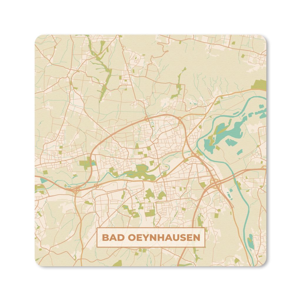 MuchoWow Mauspad Mousepad Karte - Bad Oeynhausen - Karte - Stadtplan - Vintage 30x30 cm - Mousepads - Maus Mat - Pad - Mausunterlage - Gaming