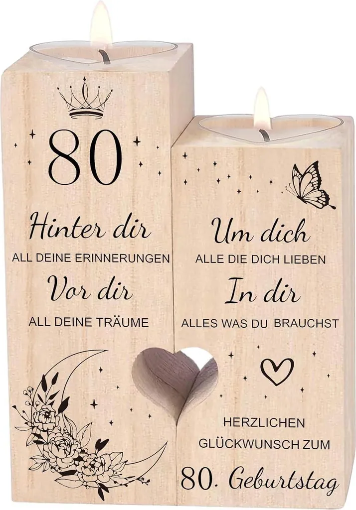 80. Portacandele donna compleanno in legno a forma di cuore idea regalo