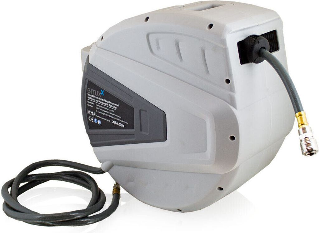 Bituxx 30m Druckluft Schlauchtrommel automatik Druckluft Schlauchaufroller 1/4" Zoll Anschluss Automatik Schlauchaufroller für Wandmontage (30m ...
