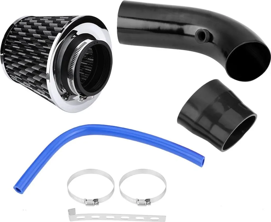 Filtre à Air Sport Universel 76mm Kit Admission Directe Carbone Noir
