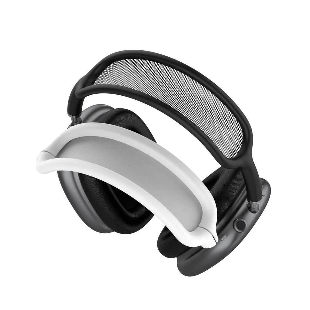 A pair of headphones is shown against a white background.