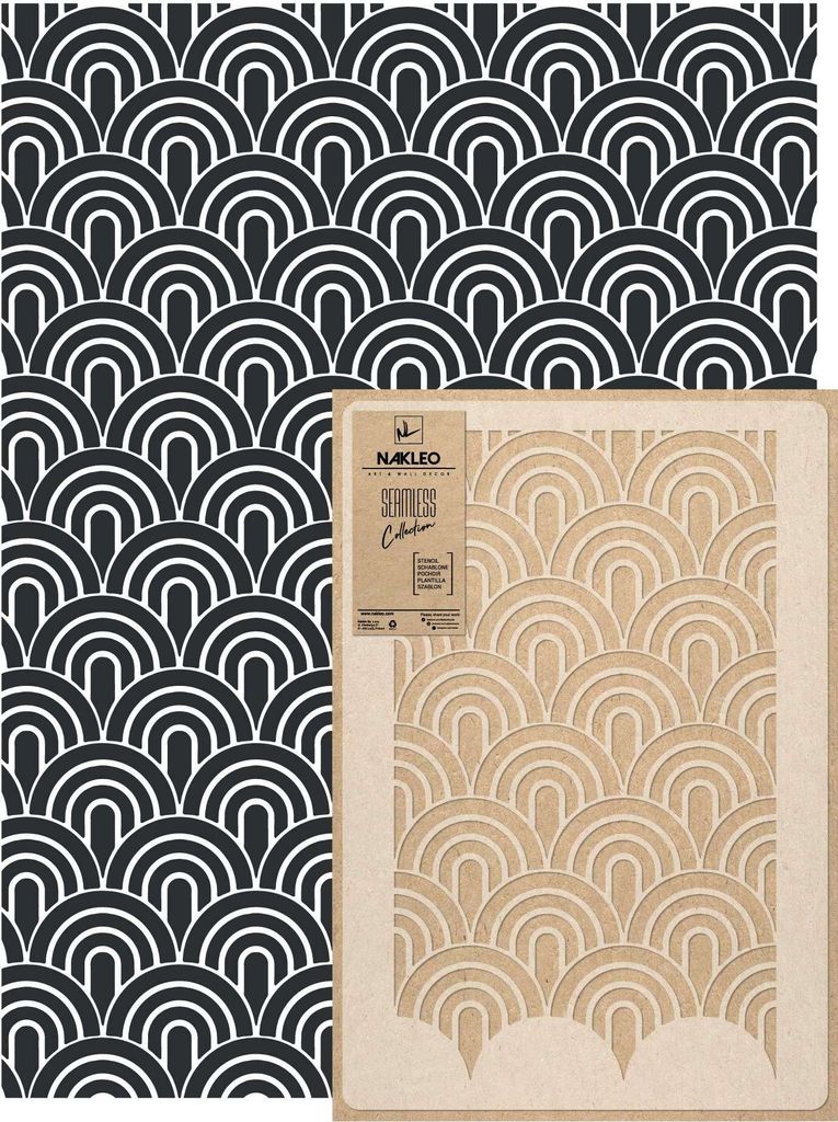 Wandschablone Groß Muster, Malschablone 59x95 cm New York Halbkreis Bogen Art Deco Wiederverwendbare Kunststoff, Geometrische Tapete Wandgestaltung