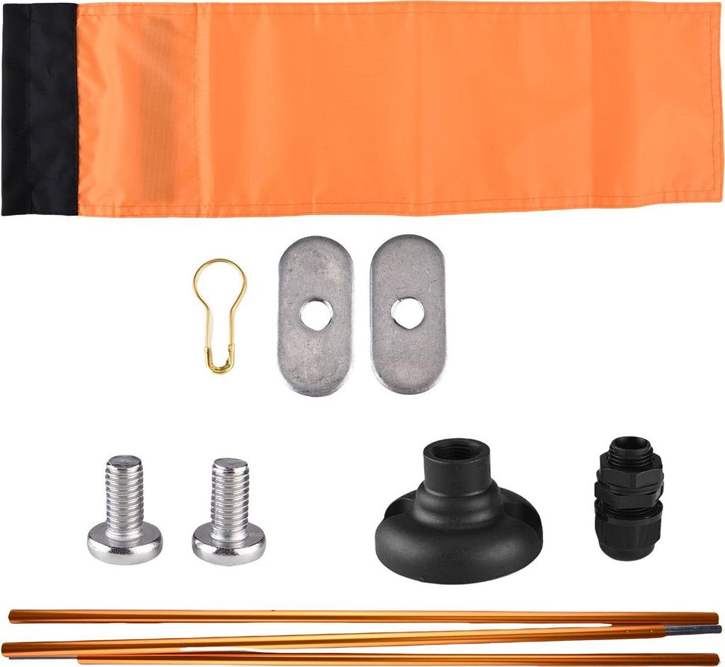Große Kajak-Sicherheitsflagge mit Stange, Aufbewahrungstasche, Schrauben und Schienenmontagesockel, gut sichtbar, 50,8 x 14,2 cm, Orange