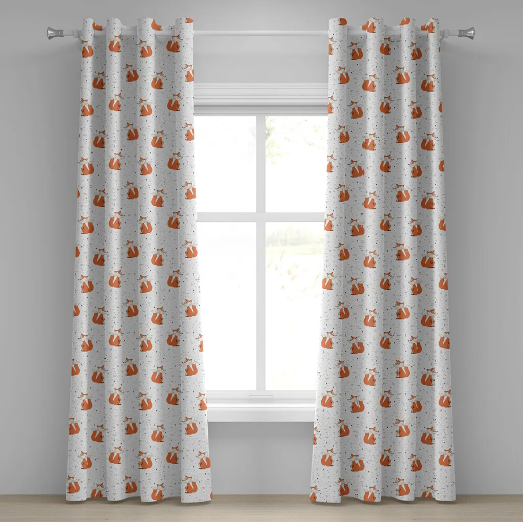 Rideau à œillets Fuchs ABAKUHAUS motif renard orange noir 280x175 cm